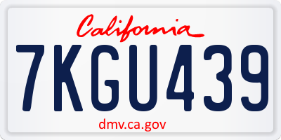 CA license plate 7KGU439