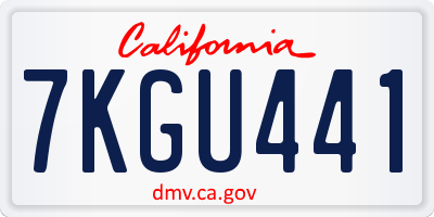 CA license plate 7KGU441