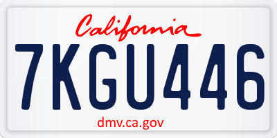 CA license plate 7KGU446