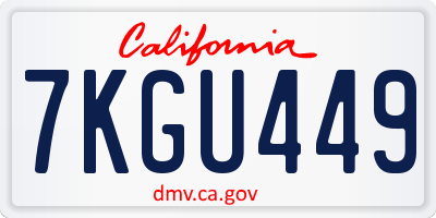 CA license plate 7KGU449