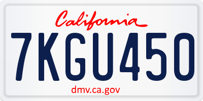 CA license plate 7KGU450