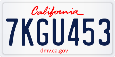 CA license plate 7KGU453