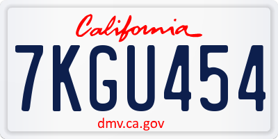 CA license plate 7KGU454