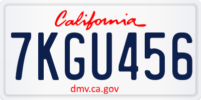 CA license plate 7KGU456
