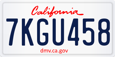 CA license plate 7KGU458