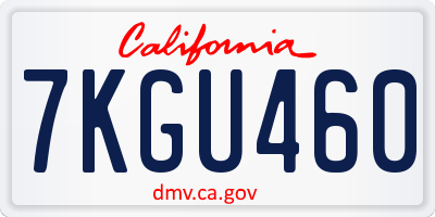 CA license plate 7KGU460