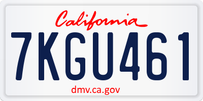 CA license plate 7KGU461