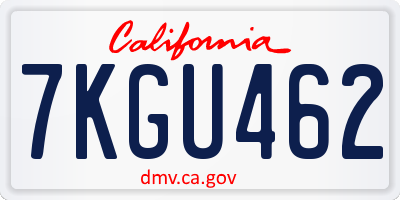 CA license plate 7KGU462