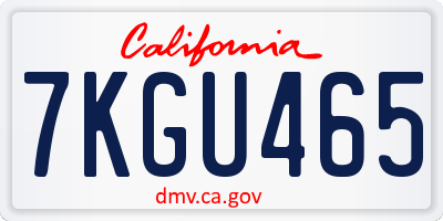 CA license plate 7KGU465