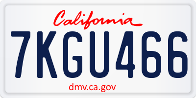 CA license plate 7KGU466