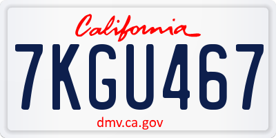 CA license plate 7KGU467
