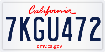 CA license plate 7KGU472