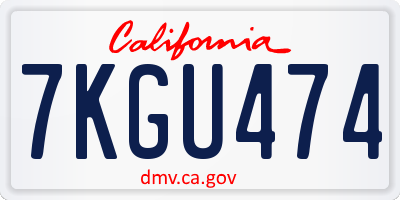 CA license plate 7KGU474