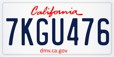 CA license plate 7KGU476