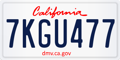 CA license plate 7KGU477