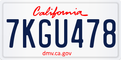 CA license plate 7KGU478