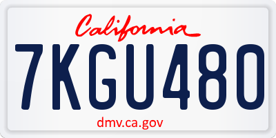 CA license plate 7KGU480