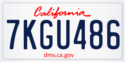 CA license plate 7KGU486