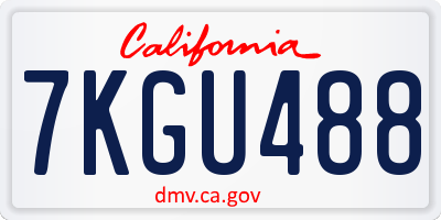 CA license plate 7KGU488
