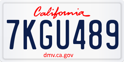 CA license plate 7KGU489
