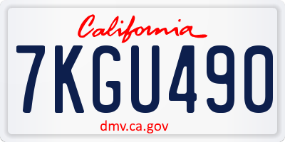 CA license plate 7KGU490