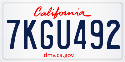 CA license plate 7KGU492