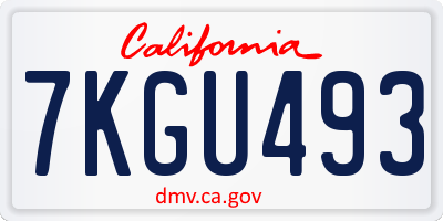 CA license plate 7KGU493