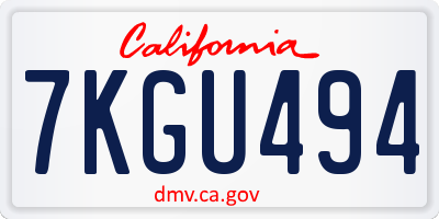 CA license plate 7KGU494
