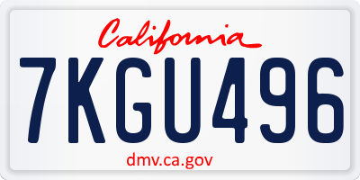 CA license plate 7KGU496