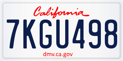 CA license plate 7KGU498