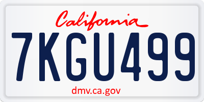 CA license plate 7KGU499