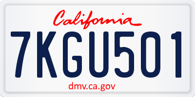 CA license plate 7KGU501