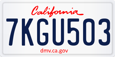 CA license plate 7KGU503