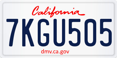CA license plate 7KGU505