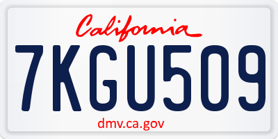 CA license plate 7KGU509
