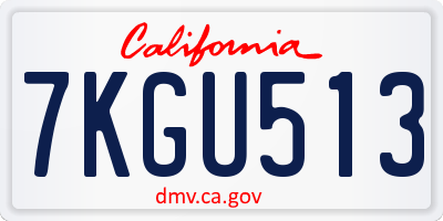 CA license plate 7KGU513