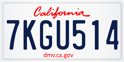 CA license plate 7KGU514