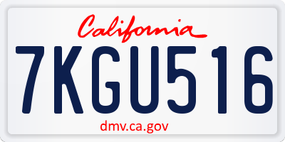 CA license plate 7KGU516