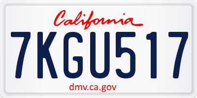 CA license plate 7KGU517