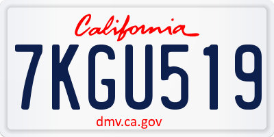 CA license plate 7KGU519