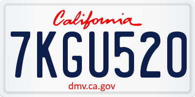 CA license plate 7KGU520