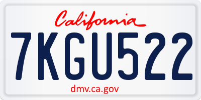 CA license plate 7KGU522