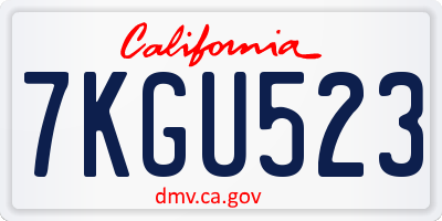 CA license plate 7KGU523