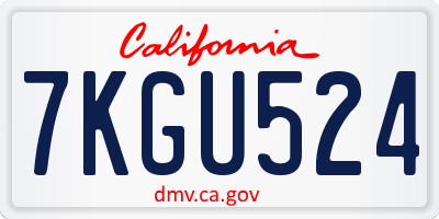 CA license plate 7KGU524