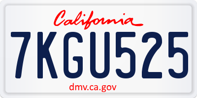 CA license plate 7KGU525