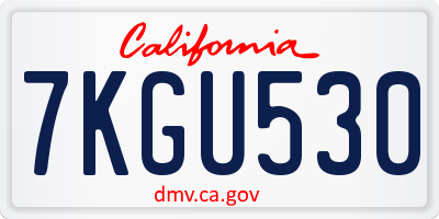 CA license plate 7KGU530