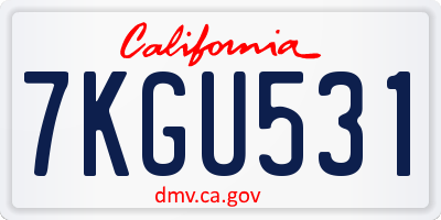 CA license plate 7KGU531