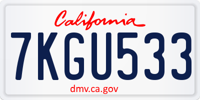 CA license plate 7KGU533
