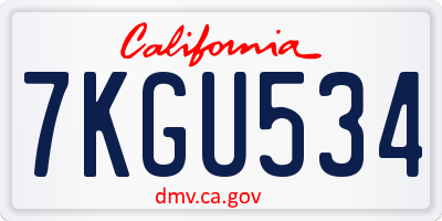 CA license plate 7KGU534