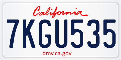 CA license plate 7KGU535